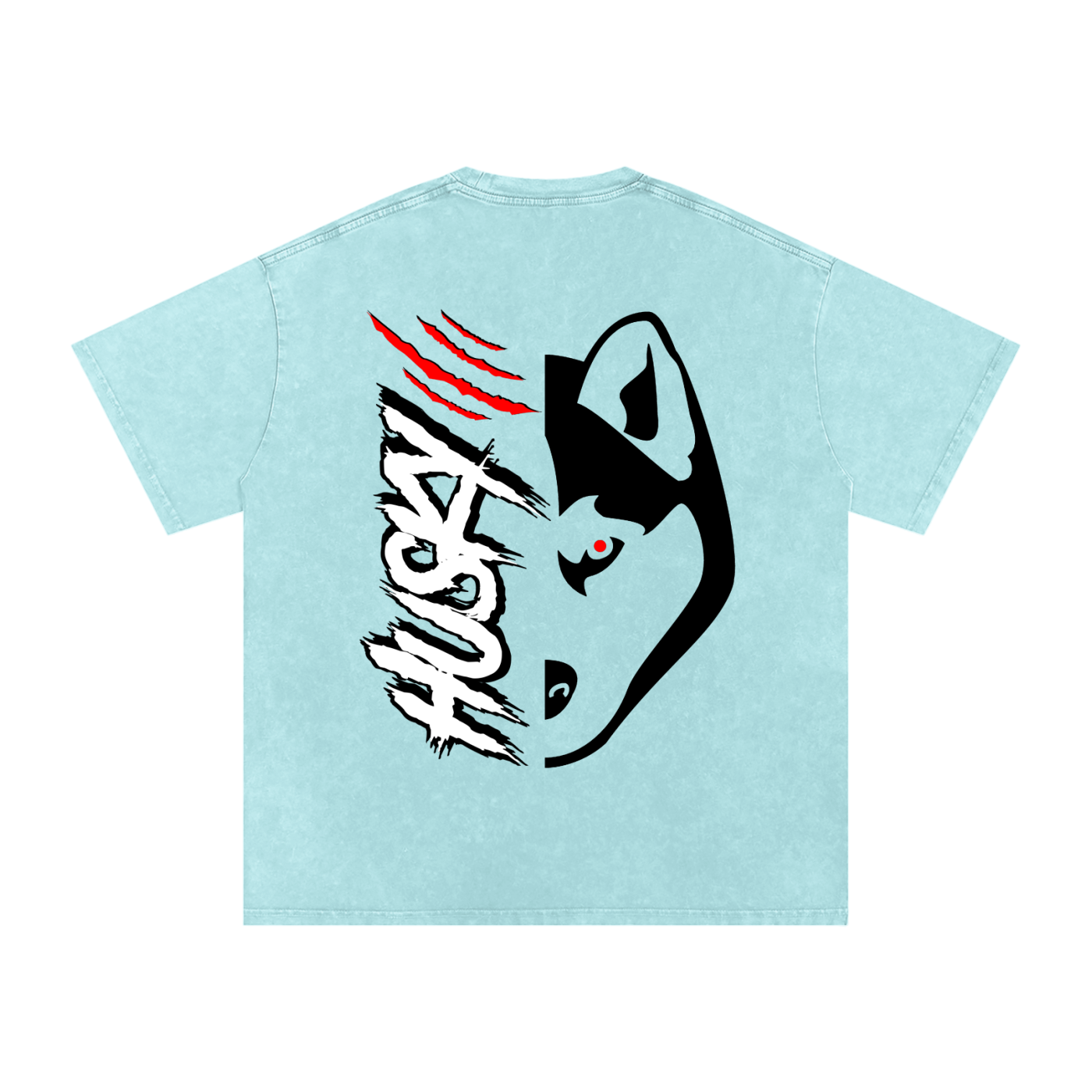 Acid Wash Oversize Half Head T-Shirt