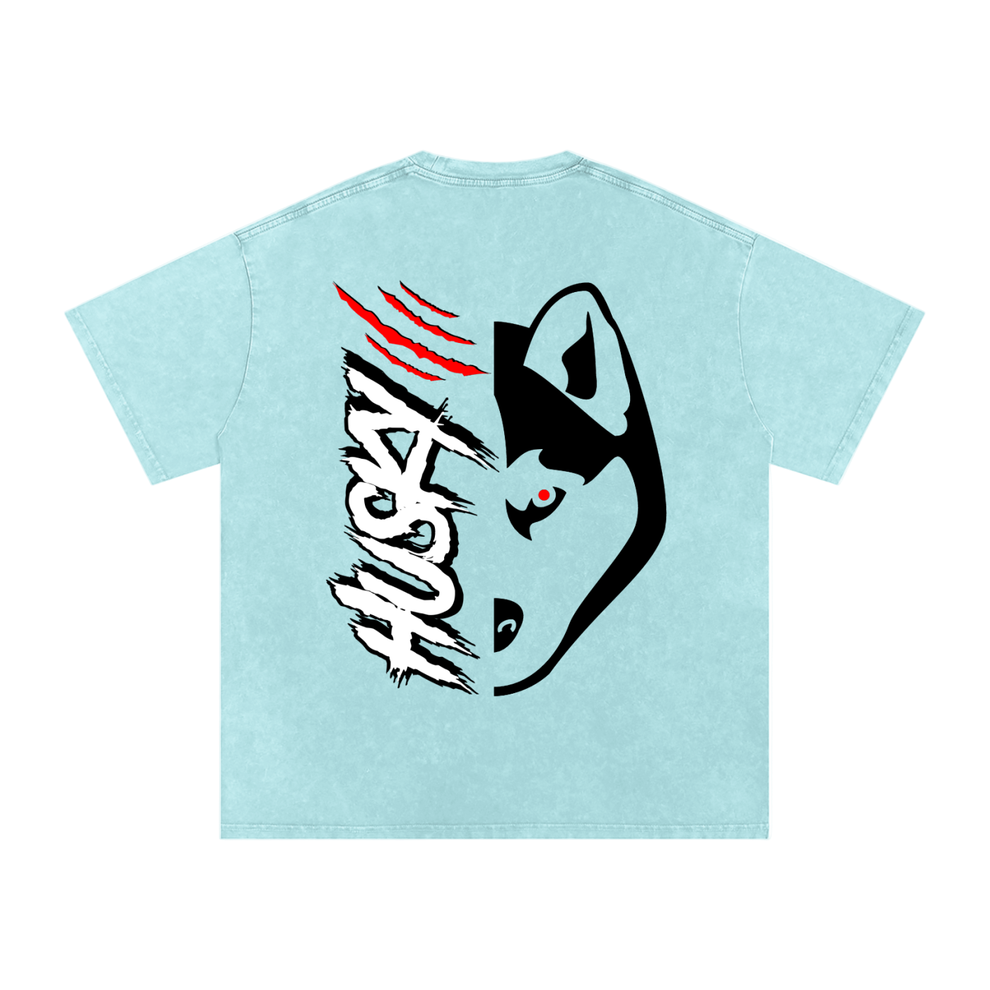 Acid Wash Oversize Half Head T-Shirt