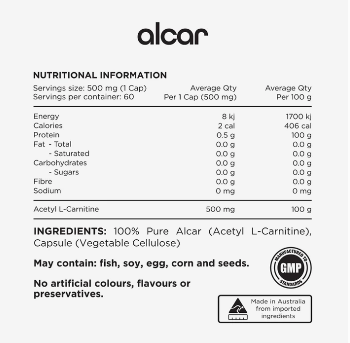 Alcar (L-Carnitine Capsules) Switch Nutrition