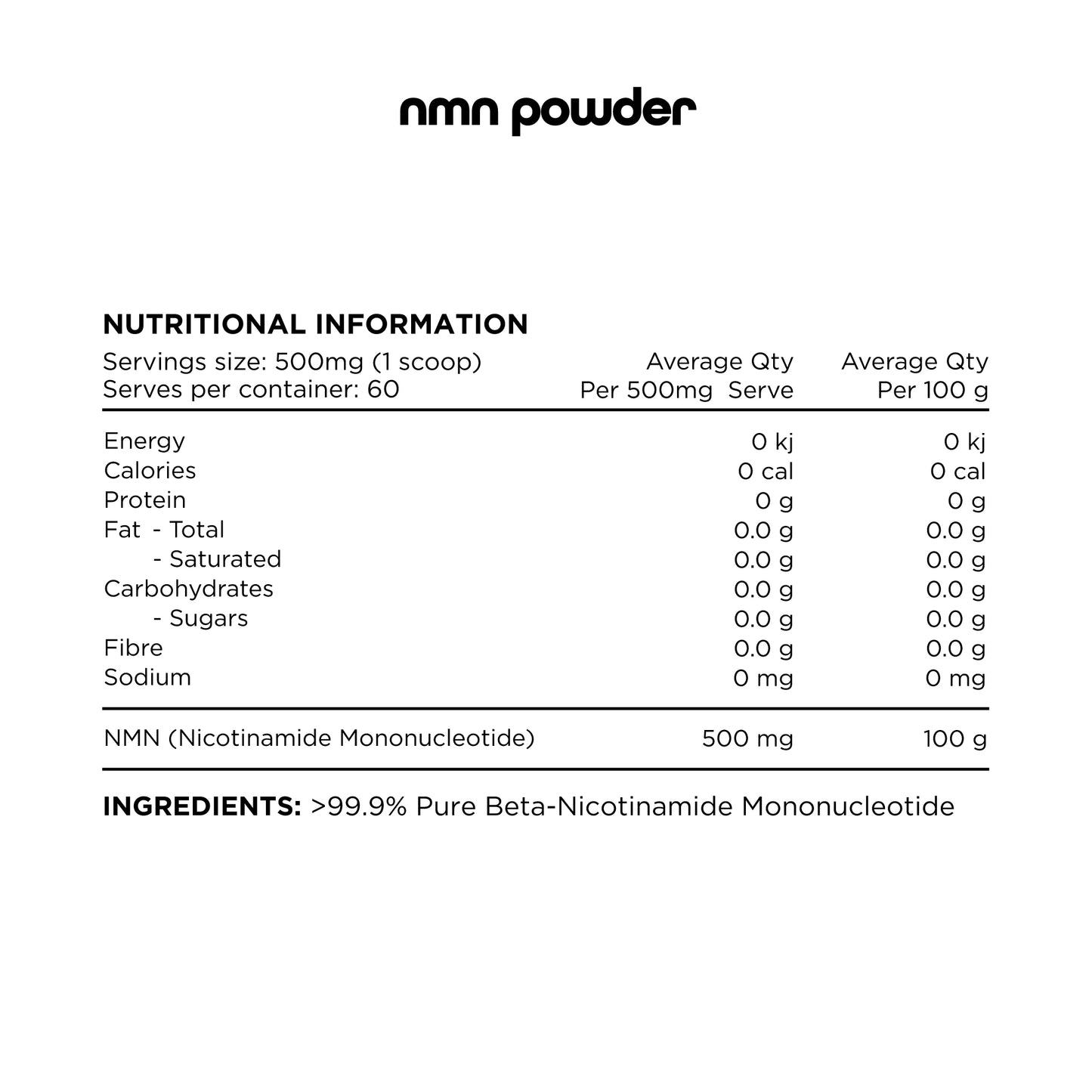 NMN (BETA-NICOTINAMIDE MONONUCLEOTIDE) POWDER - 30g