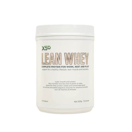 X50 100% LEAN WHEY PROTEIN - CINNAMON DONUT - 525G