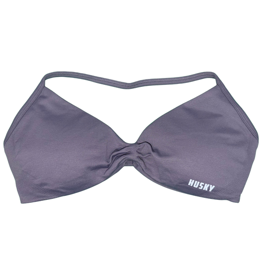 Aurora Strappy Halter Bra Wolf Grey