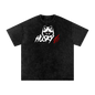 Black t-shirt with husky logo on a white background
