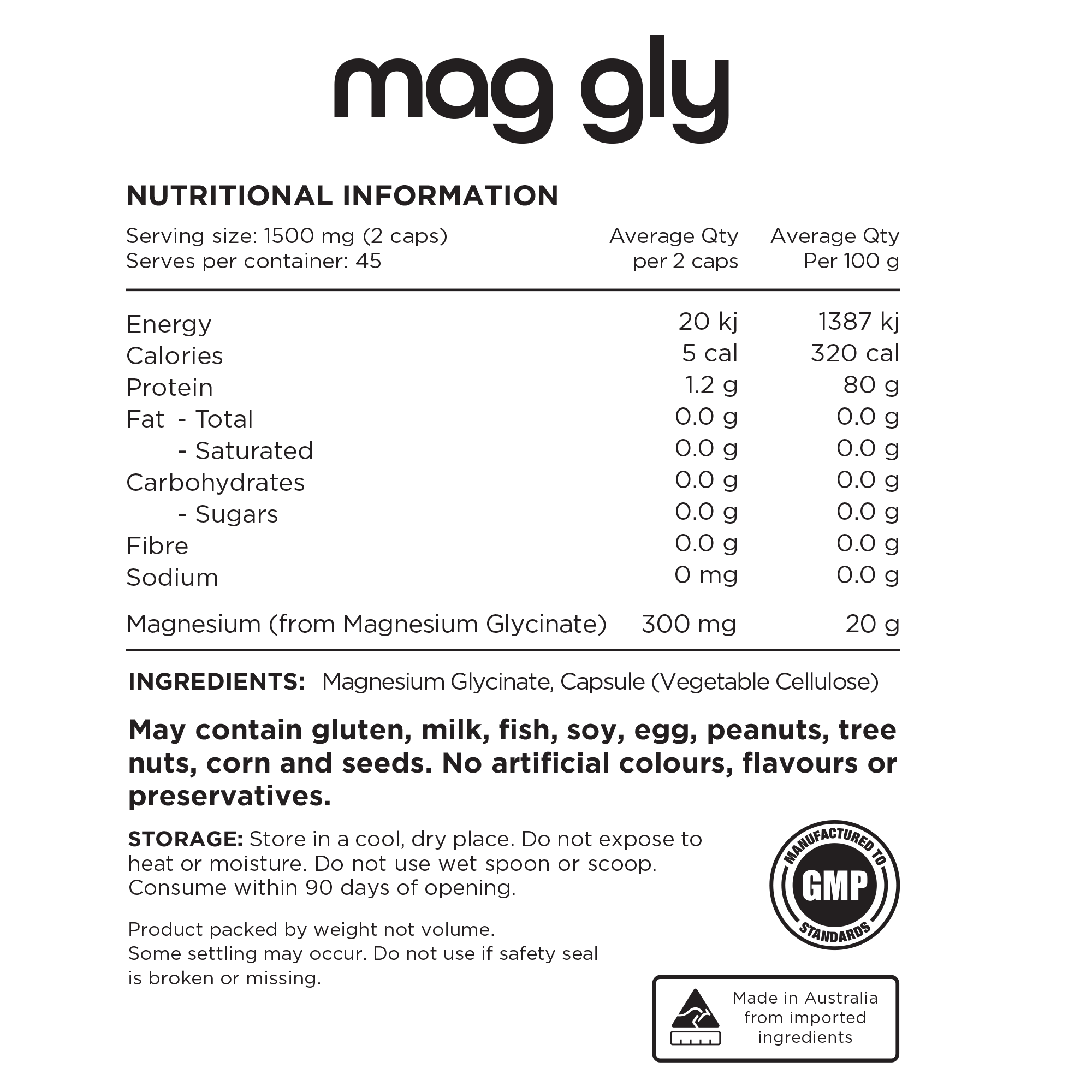MAG GLY (MAGNESIUM GLYCINATE) CAPS 90mgs