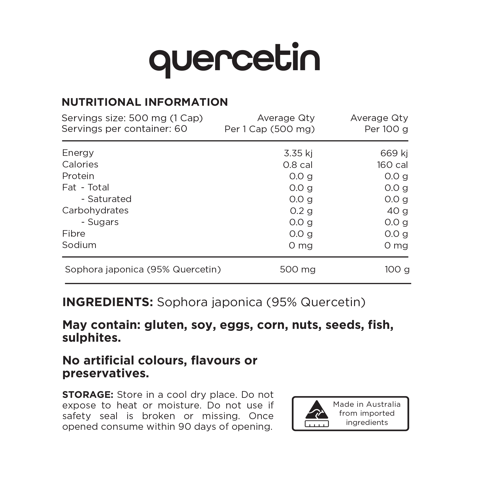 QUERCETIN (SOPHORA JAPONICA) CAPS - 500MG