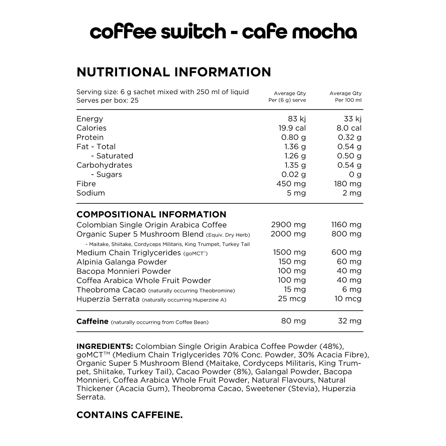 COFFEE SWITCH 25 serve