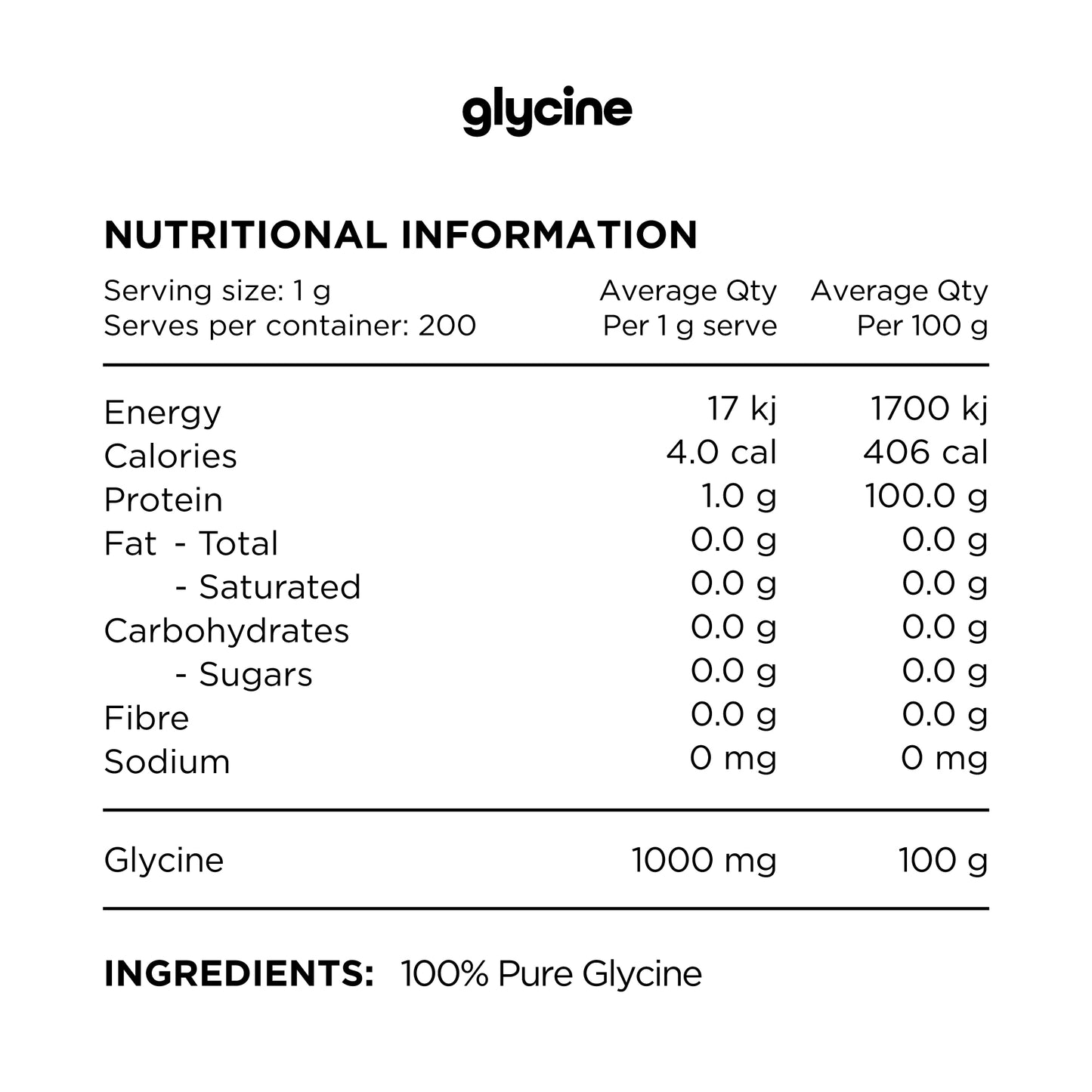 ESSENTIALS - 100% PURE GLYCINE - 200G