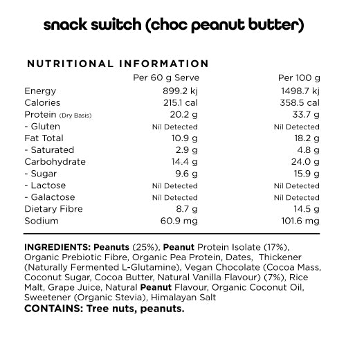 SNACK SWITCH - CHOC PEANUT BUTTER - 12 BAR BOX