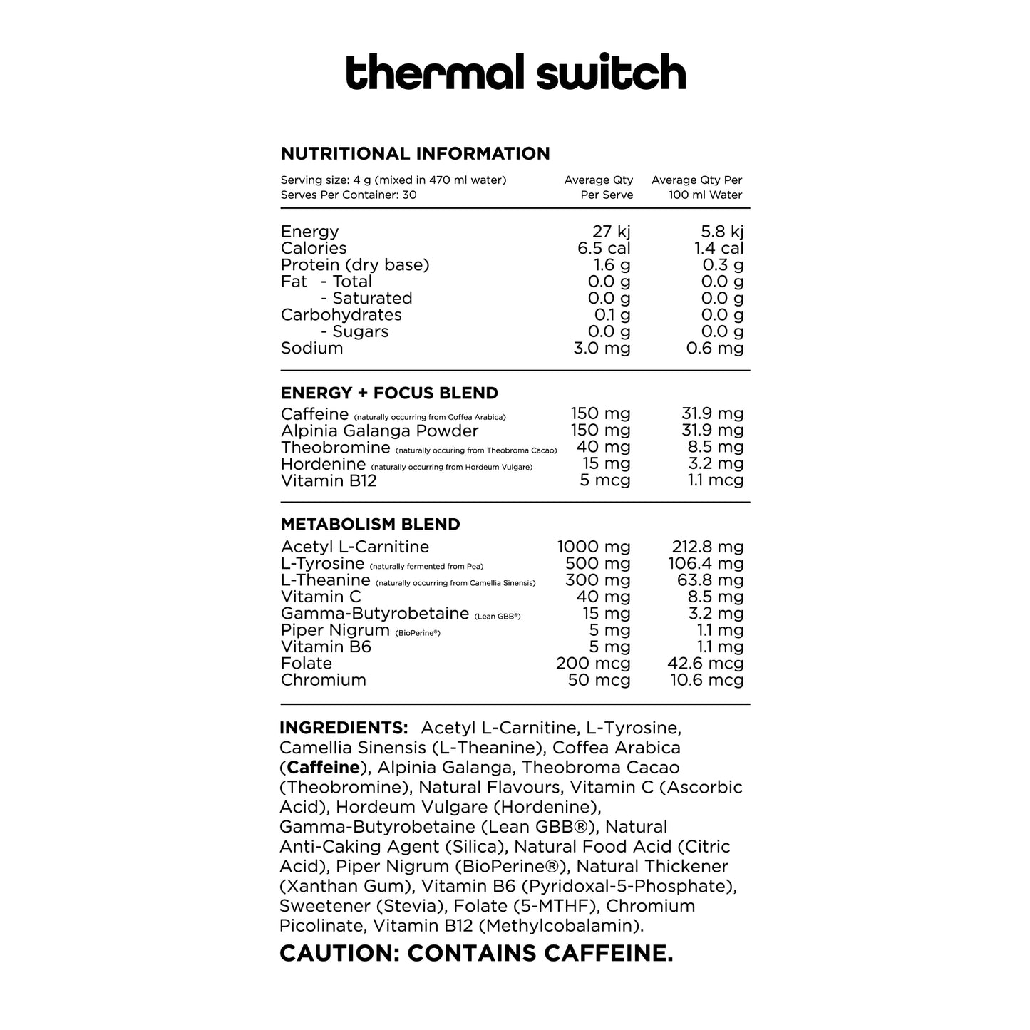 THERMAL SWITCH 30 serves