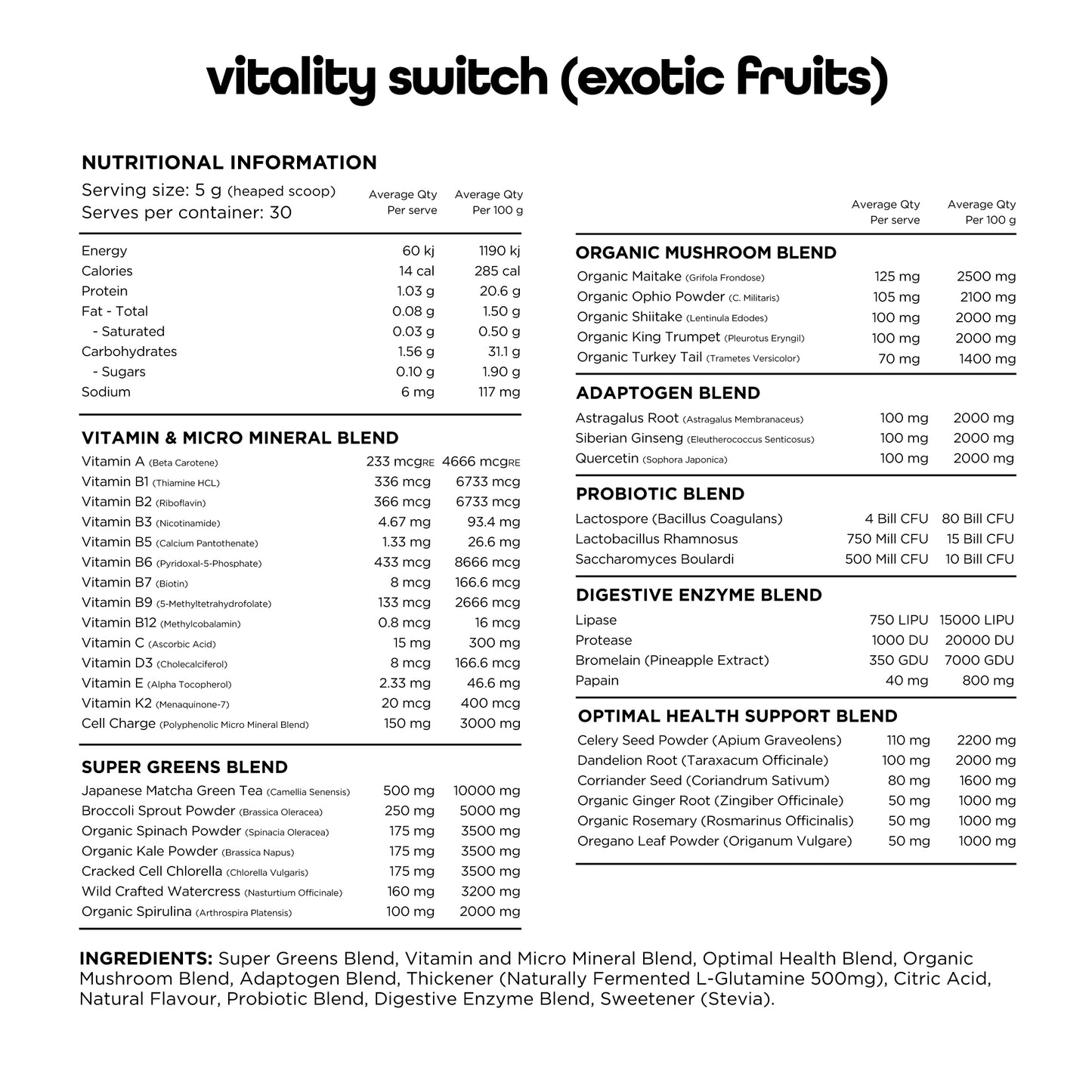 VITALITY SWITCH - 30 serves - Exotic Fruits